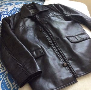 GE New Collection Men's Faux Black Leather Jacket/Blazer Heavyweight size Large